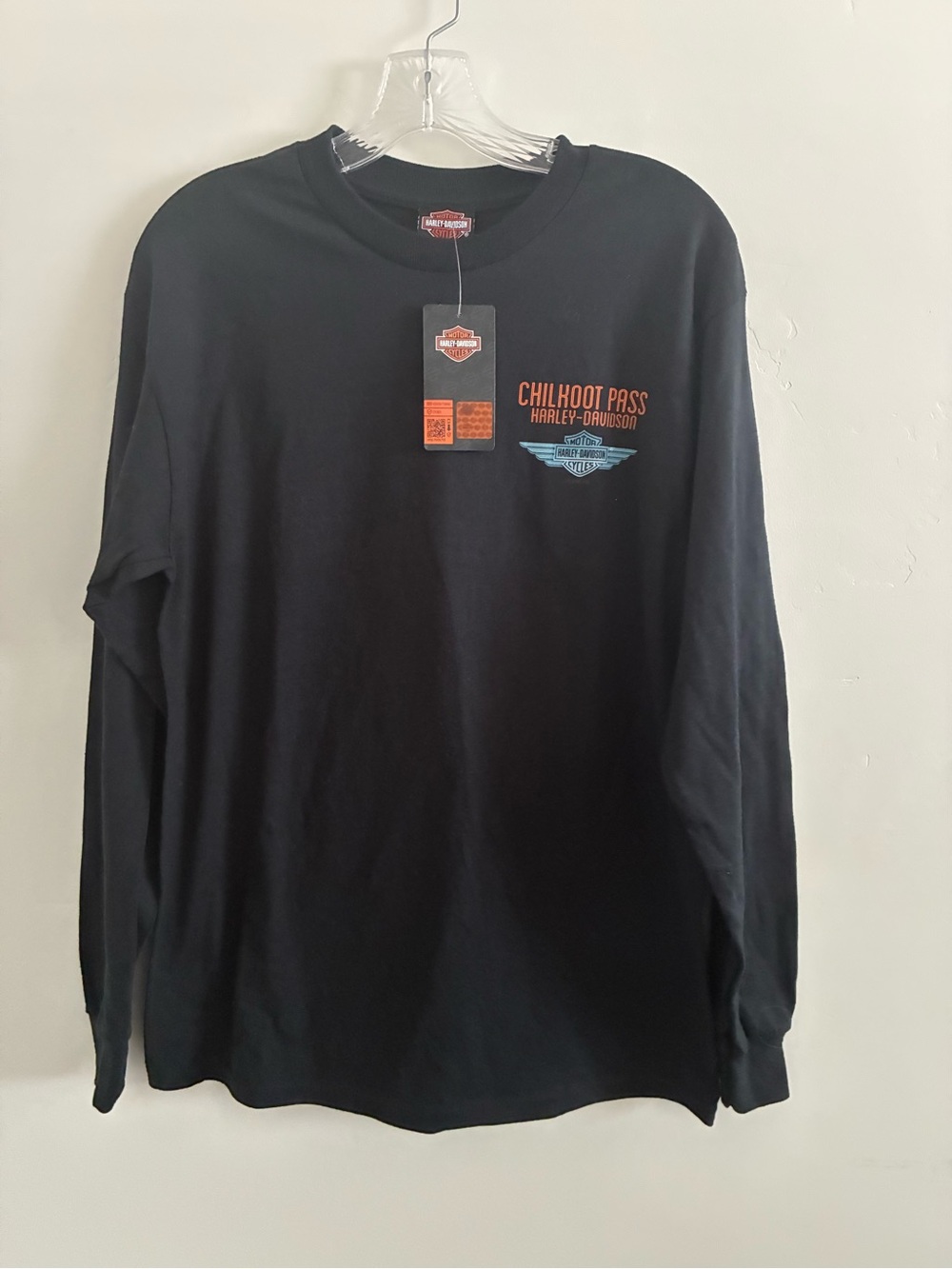 Harley-Davidson Black Long-Sleeve Chilcoot Pass Tee with Orange & Blue Logo